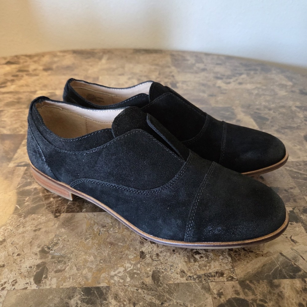 Steven Madden sz 8 Catt 8 black suede shoes loafers casual career basic academia